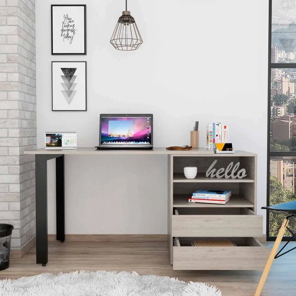 58" Light Gray Computer Desk HomeRoots