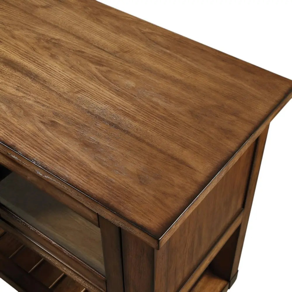 58" Rustic Brown Rolling Kitchen Cart With Storage - NOVA HOME FURNITURE