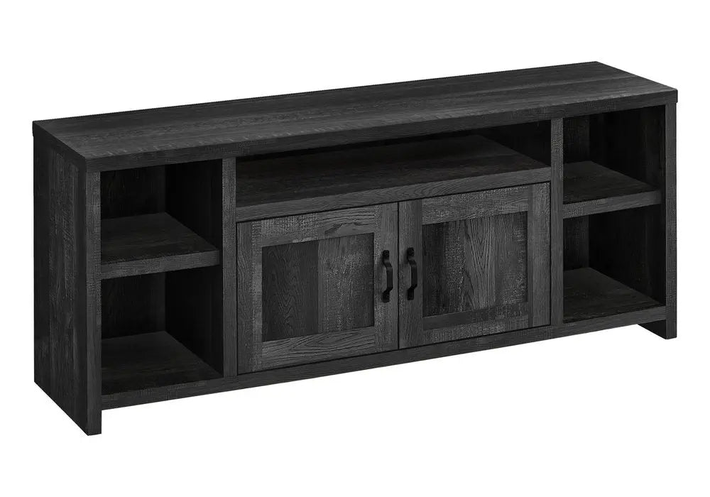 59" Black Cabinet Enclosed Storage TV Stand - NOVA HOME FURNITURE