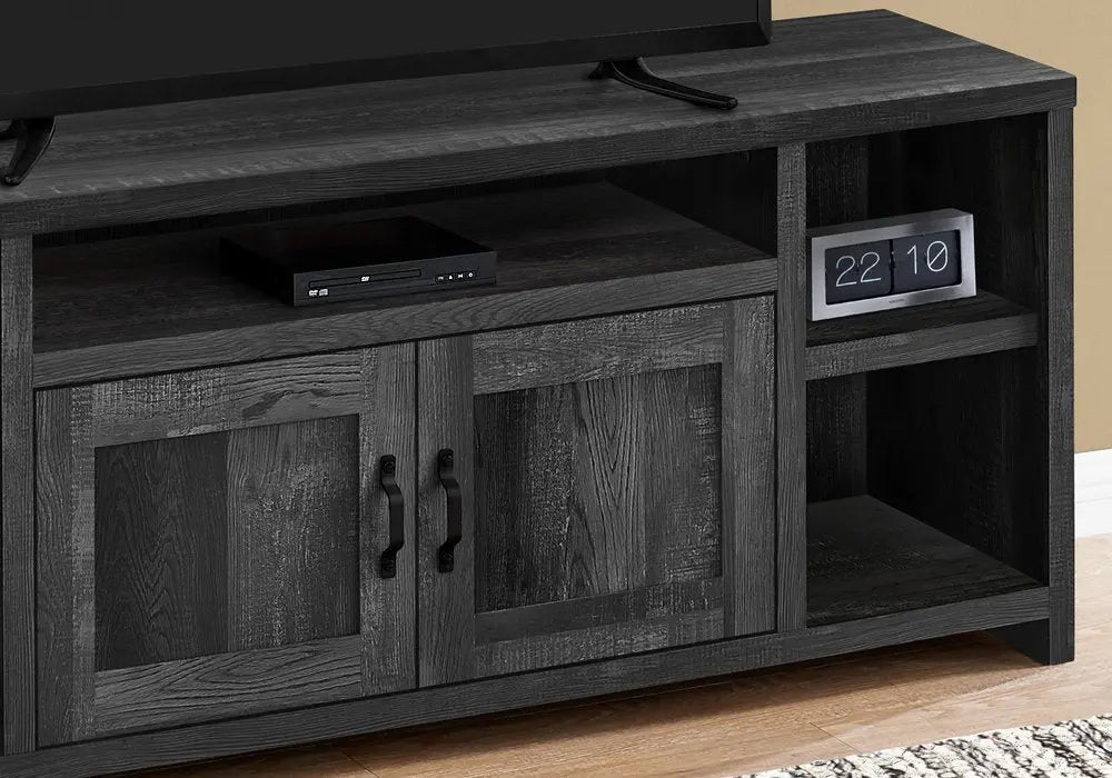 59" Black Cabinet Enclosed Storage TV Stand - NOVA HOME FURNITURE