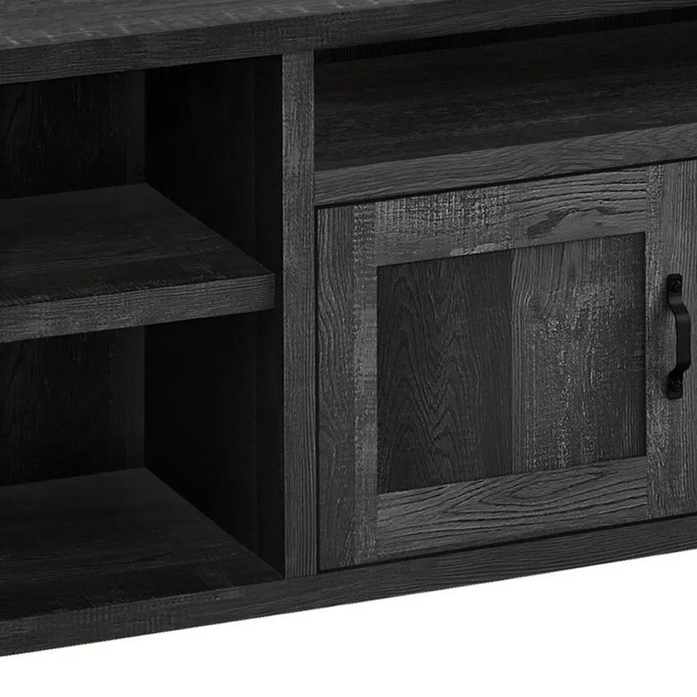 59" Black Cabinet Enclosed Storage TV Stand - NOVA HOME FURNITURE
