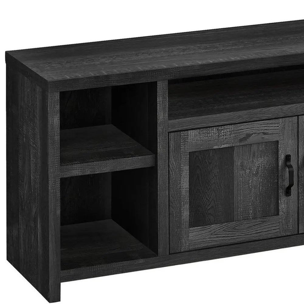 59" Black Cabinet Enclosed Storage TV Stand - NOVA HOME FURNITURE