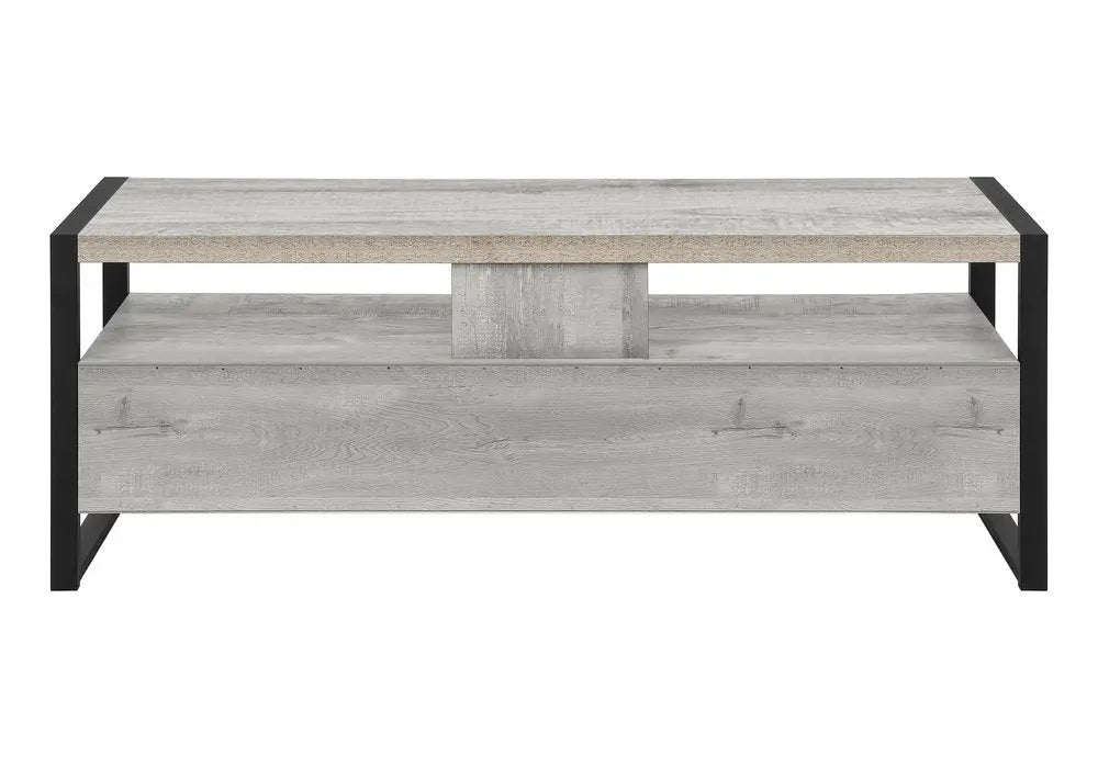 59" Brown and Black Cabinet Enclosed Storage TV Stand - NOVA HOME FURNITURE