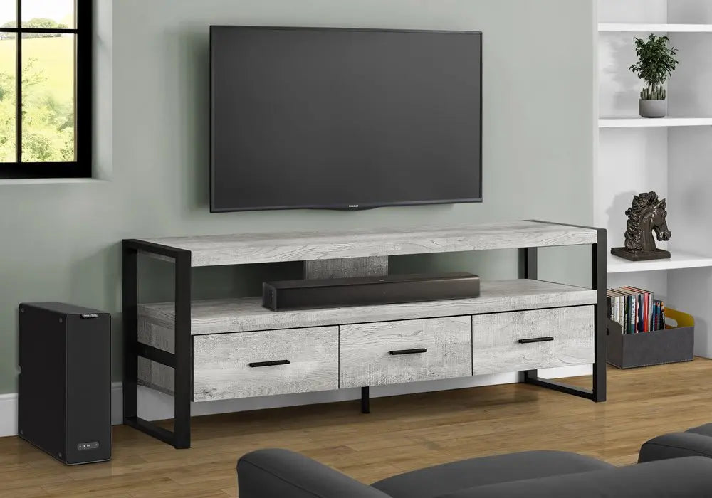 59" Brown and Black Cabinet Enclosed Storage TV Stand - NOVA HOME FURNITURE