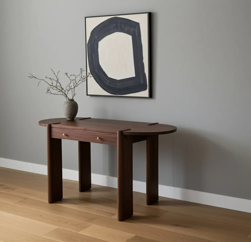 59" Dark Brown Solid Wood Oval Writing Desk HomeRoots