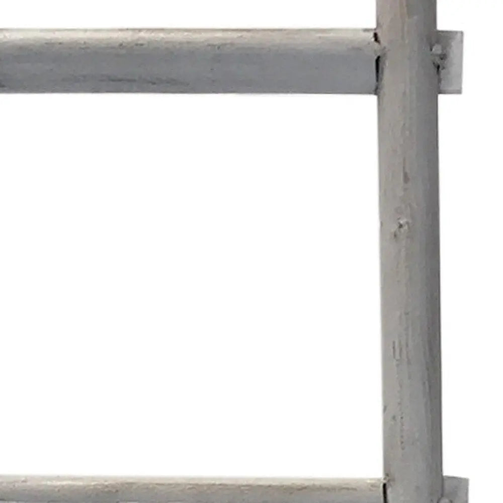 59" Gray Five Step Rustic Weathered Grey Wood Ladder Shelf - NOBLE HOME INTERIORS