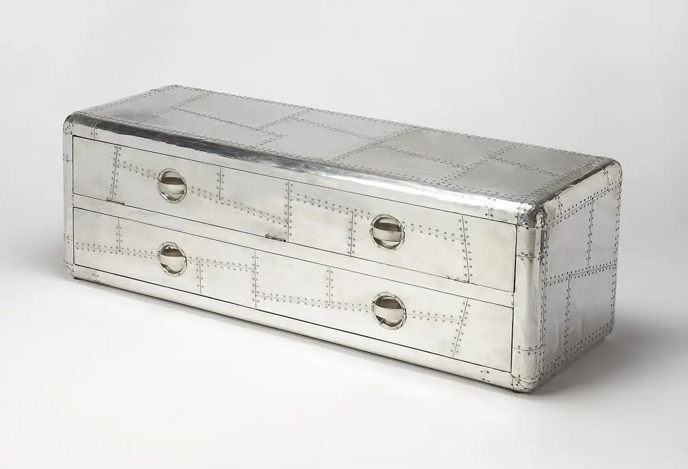 59" Silver Solid Wood Enclosed and Open Storage TV Stand - NOVA HOME FURNITURE