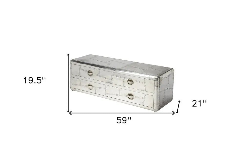 59" Silver Solid Wood Enclosed and Open Storage TV Stand - NOVA HOME FURNITURE