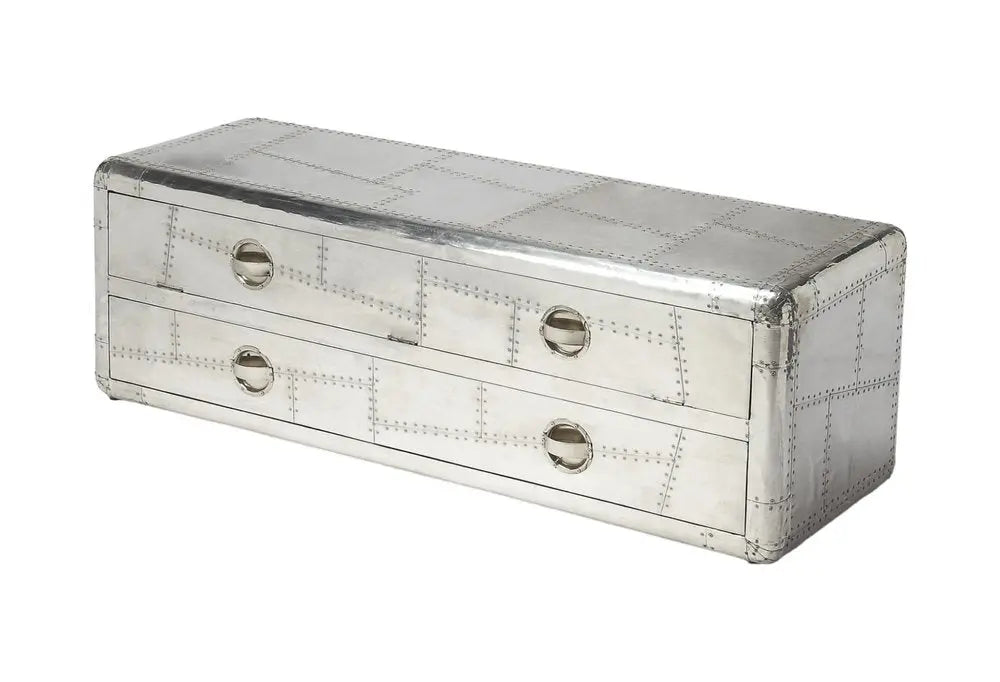 59" Silver Solid Wood Enclosed and Open Storage TV Stand - NOVA HOME FURNITURE