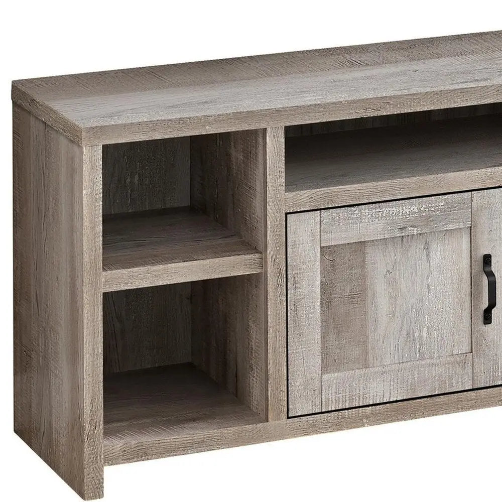 59" Taupe Distressed Wood Enclosed and Open Storage TV Stand - NOVA HOME FURNITURE