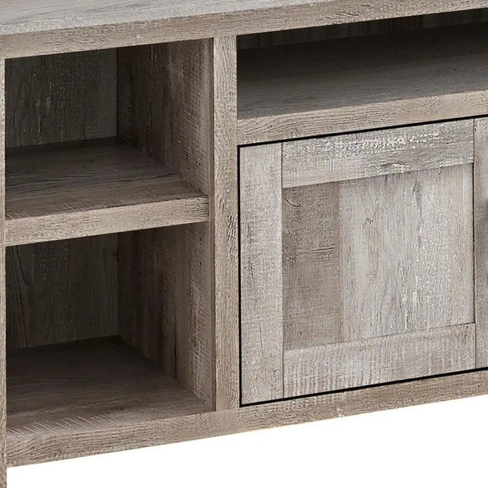 59" Taupe Distressed Wood Enclosed and Open Storage TV Stand - NOVA HOME FURNITURE