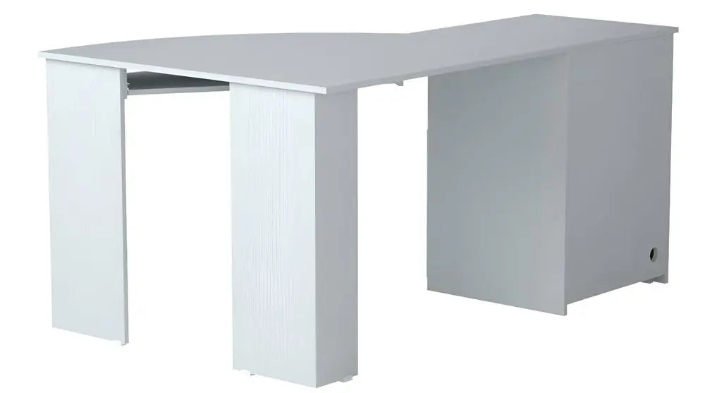 59" White Corner Computer Desk With Two Drawers - NOBLE HOME INTERIORS