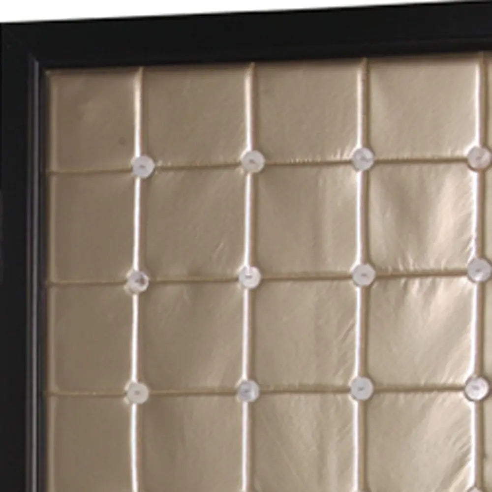 59" X 67" Gold Wood & Fabric Screen - NOBLE HOME INTERIORS