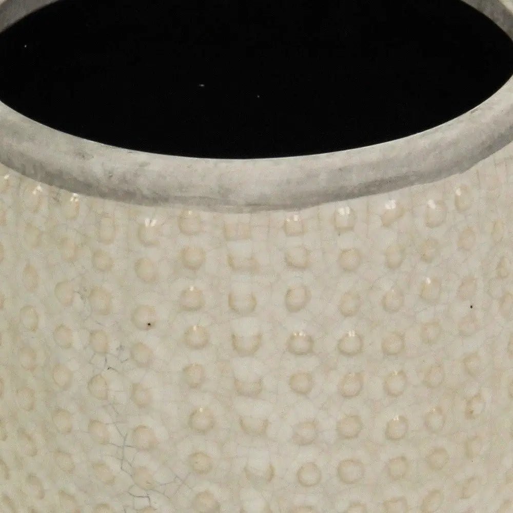 6" Beige Dot Ceramic Indoor Outdoor Round Pot Planter HomeRoots
