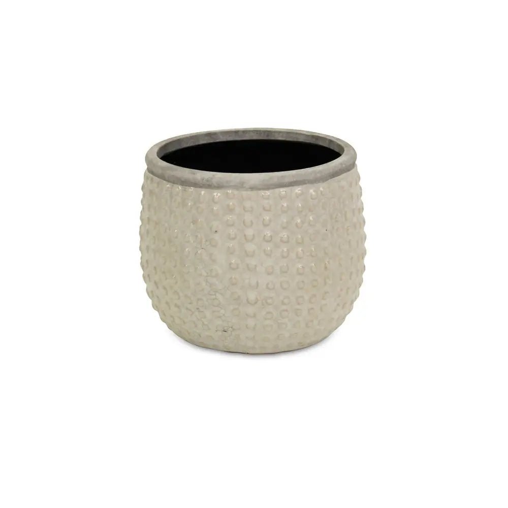 6" Beige Dot Ceramic Indoor Outdoor Round Pot Planter HomeRoots