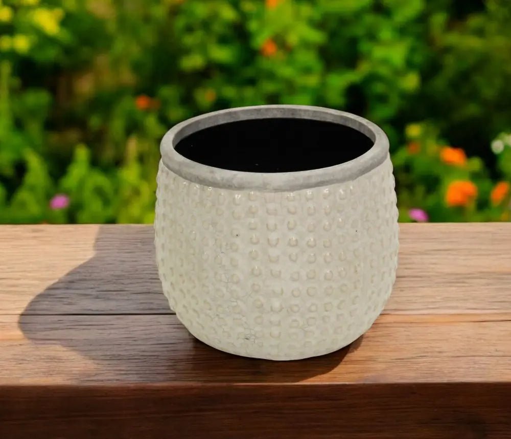 6" Beige Dot Ceramic Indoor Outdoor Round Pot Planter HomeRoots
