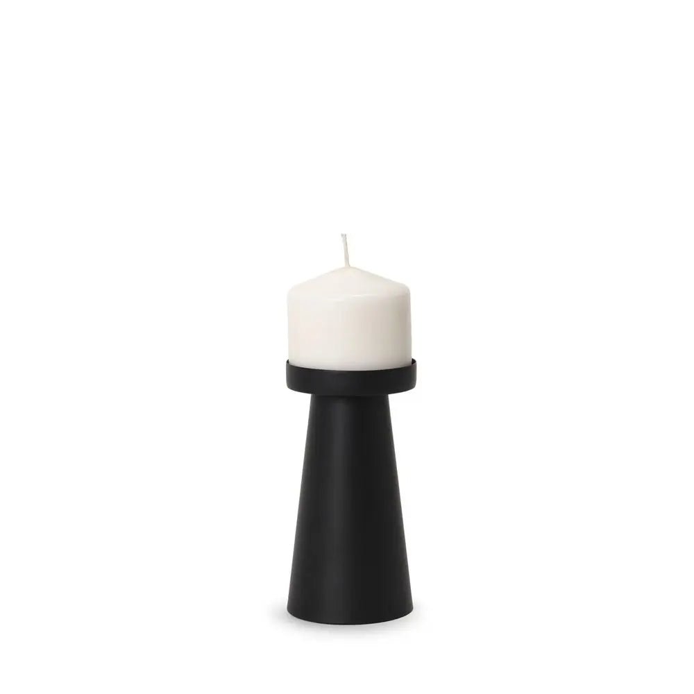 6" Black Metal Tabletop Pillar Candle Holder HomeRoots