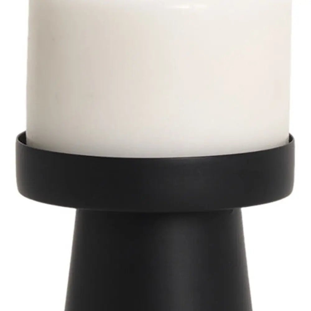 6" Black Metal Tabletop Pillar Candle Holder HomeRoots