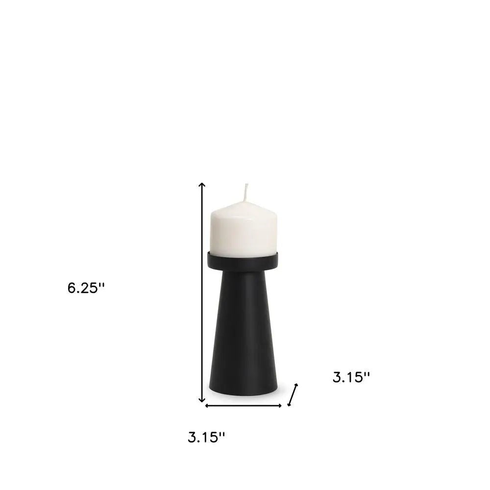 6" Black Metal Tabletop Pillar Candle Holder HomeRoots