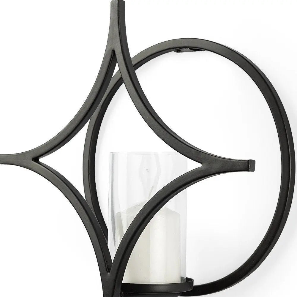 6" Black Quatrefoil Metal Wall Sconce Candle Holder HomeRoots