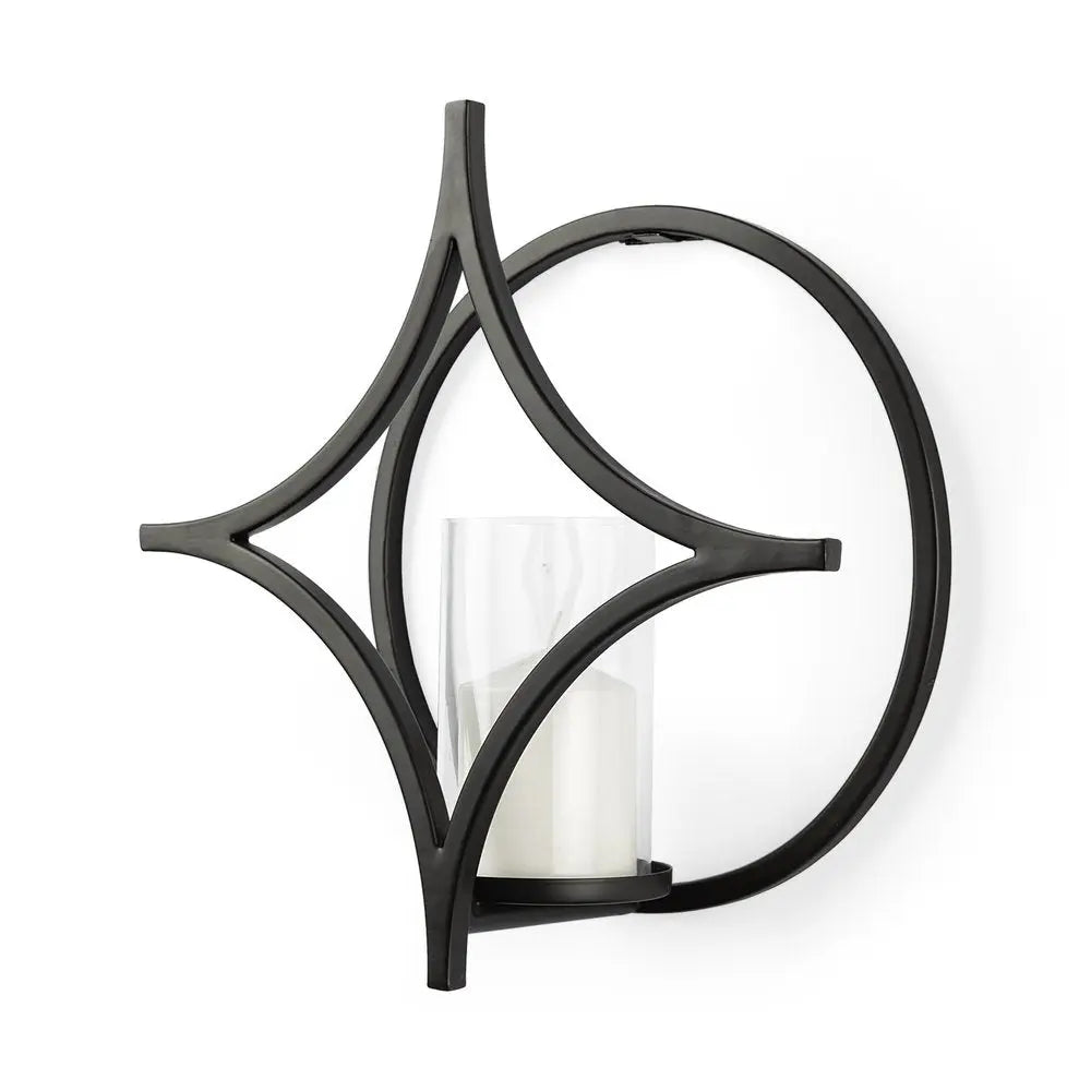 6" Black Quatrefoil Metal Wall Sconce Candle Holder HomeRoots