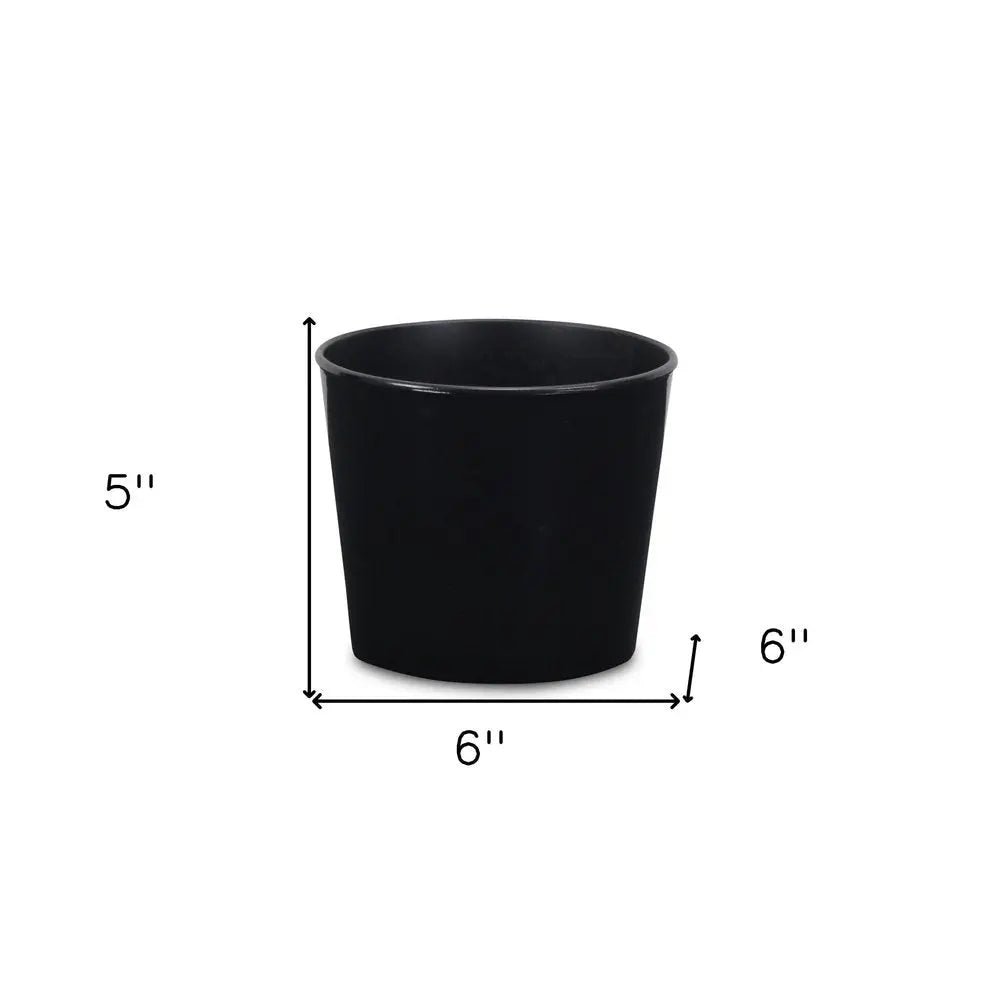 6" Black Recycled Plastic Indoor Outdoor Round Pot Planter - NOBLE HOME INTERIORS