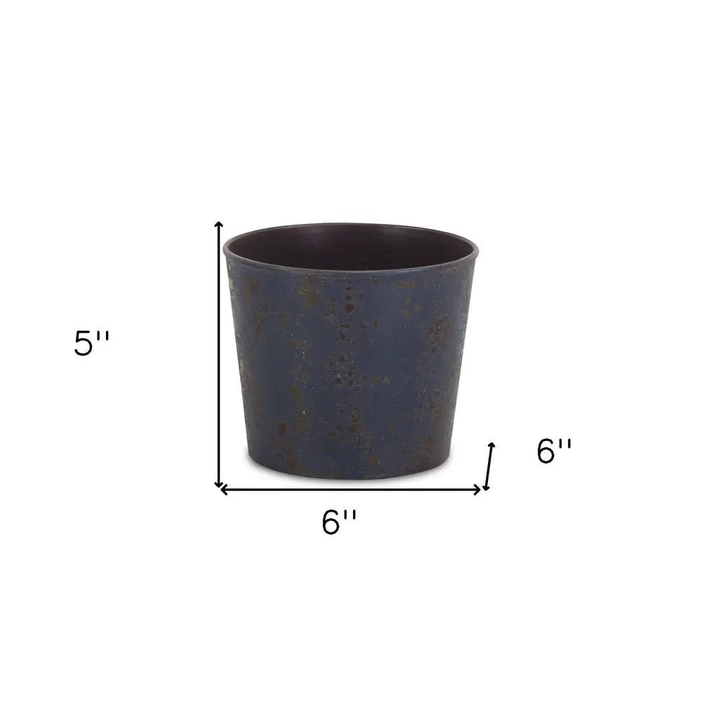 6" Blue Recycled Plastic Indoor Outdoor Round Pot Planter - NOBLE HOME INTERIORS