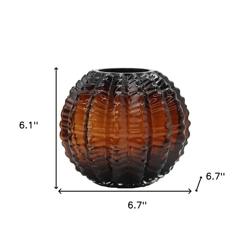 6" Burnt Umber Round Glass Table Vase - NOBLE HOME INTERIORS