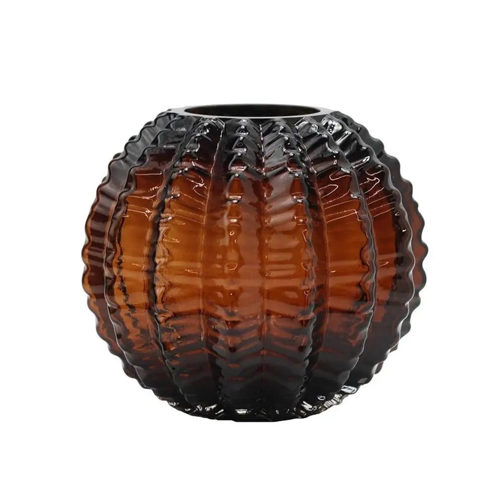 6" Burnt Umber Round Glass Table Vase - NOBLE HOME INTERIORS