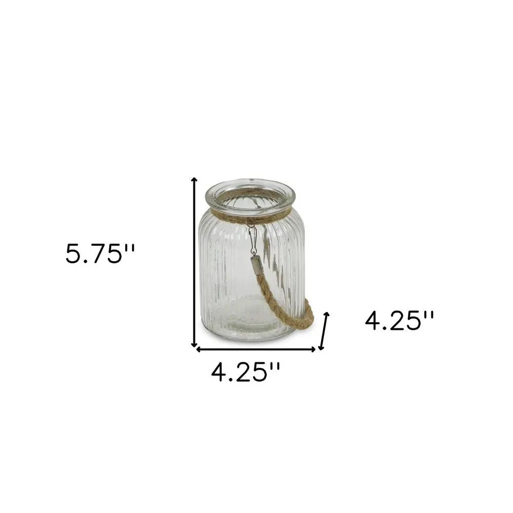 6" Clear and Brown Glass Tabletop Lantern Candle Holder HomeRoots