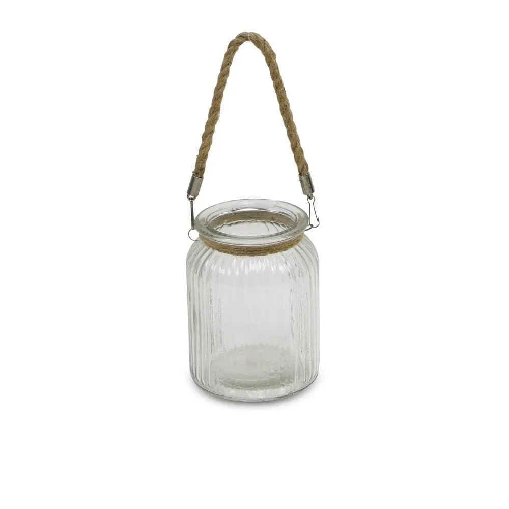 6" Clear and Brown Glass Tabletop Lantern Candle Holder HomeRoots