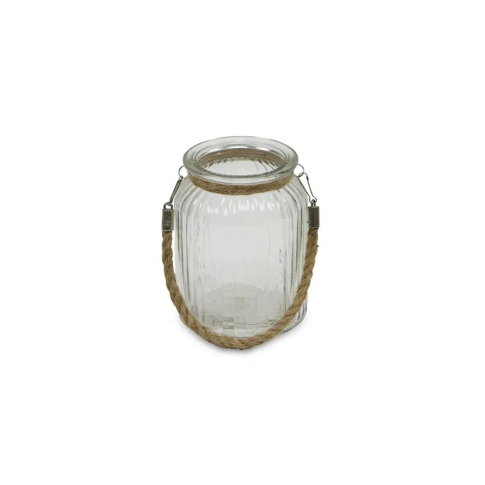 6" Clear and Brown Glass Tabletop Lantern Candle Holder HomeRoots