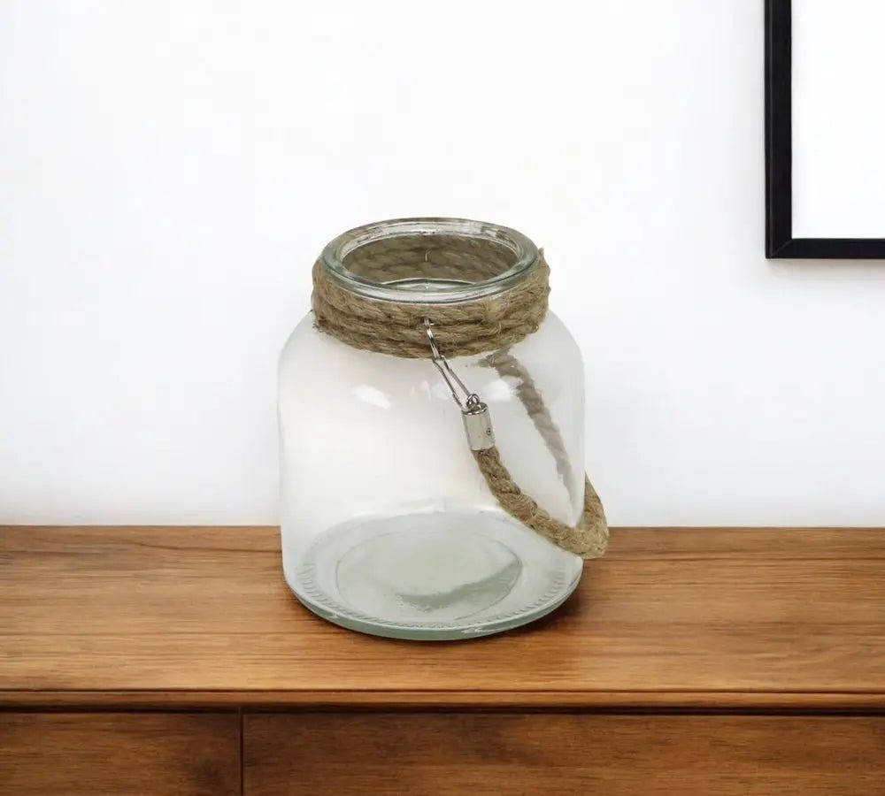 6" Clear and Brown Glass Tabletop Lantern Candle Holder HomeRoots