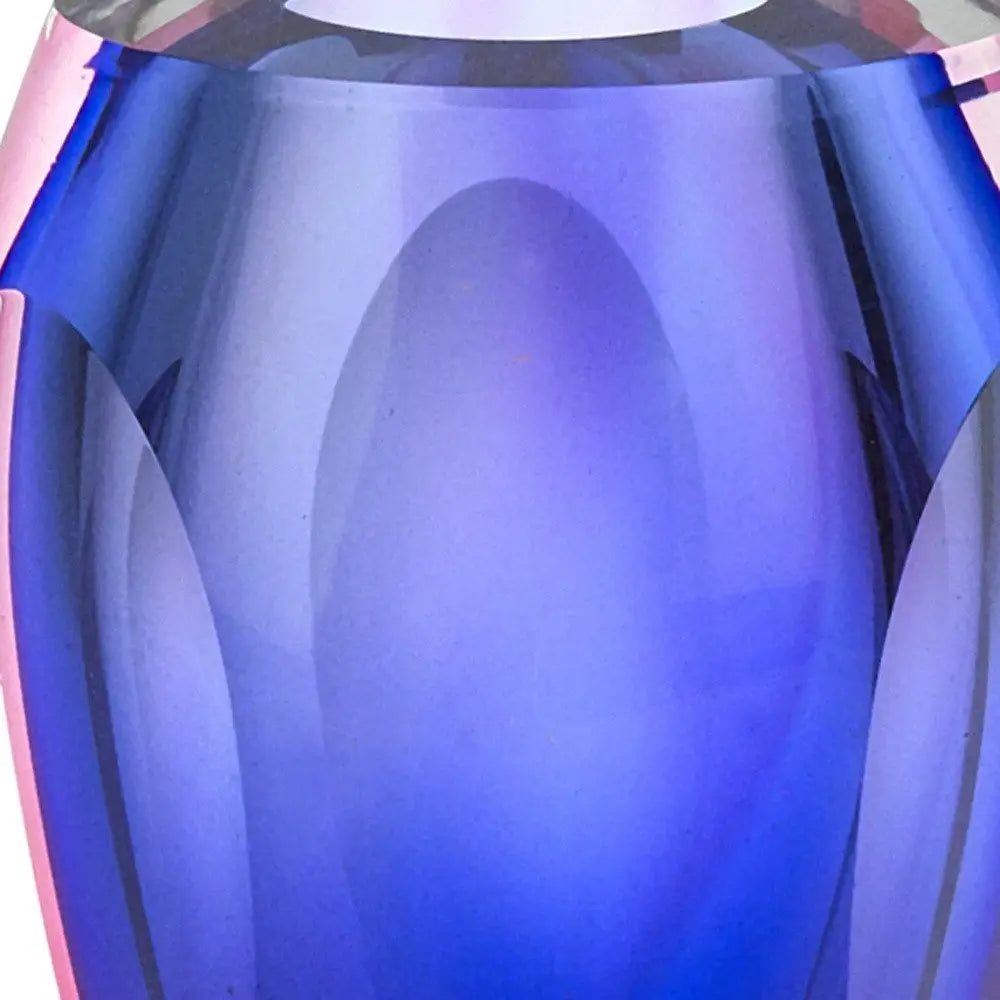 6" Clear And Purple Crystal Glass Table Vase - NOBLE HOME INTERIORS