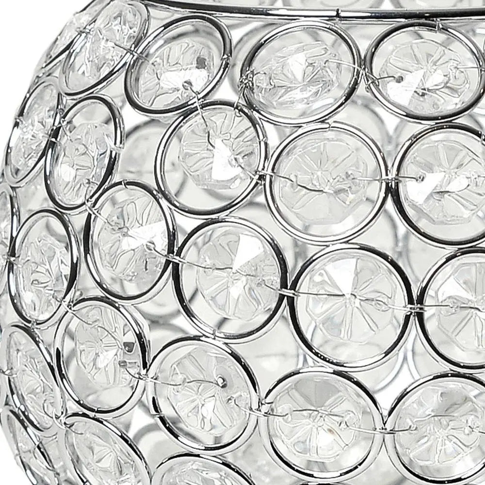 6" Clear And Silver Faux Crystal And Metal Round Table Vase - NOBLE HOME INTERIORS
