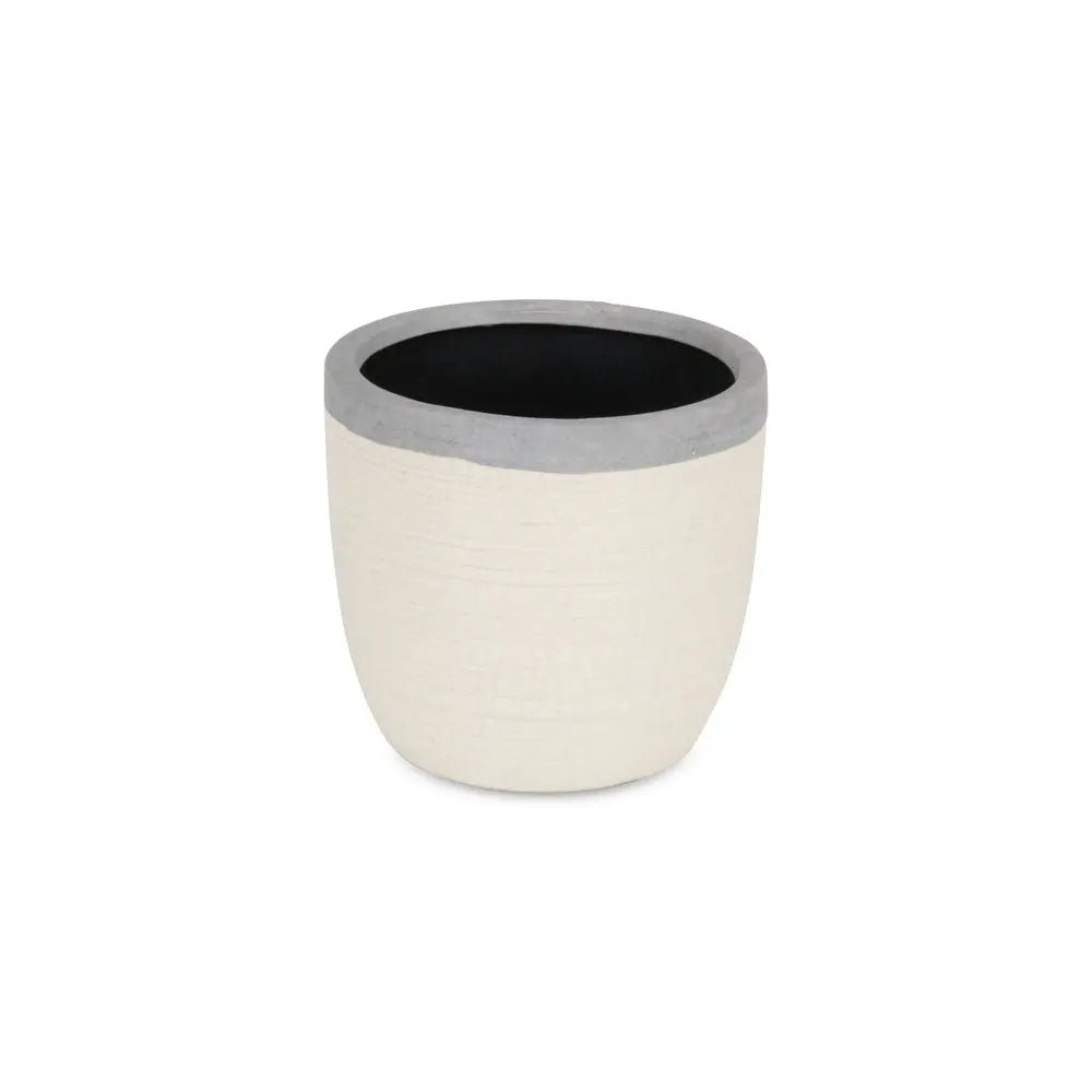 6" Cream and Gray Crackle Glaze Ceramic Indoor Outdoor Round Pot Planter - NOBLE HOME INTERIORS