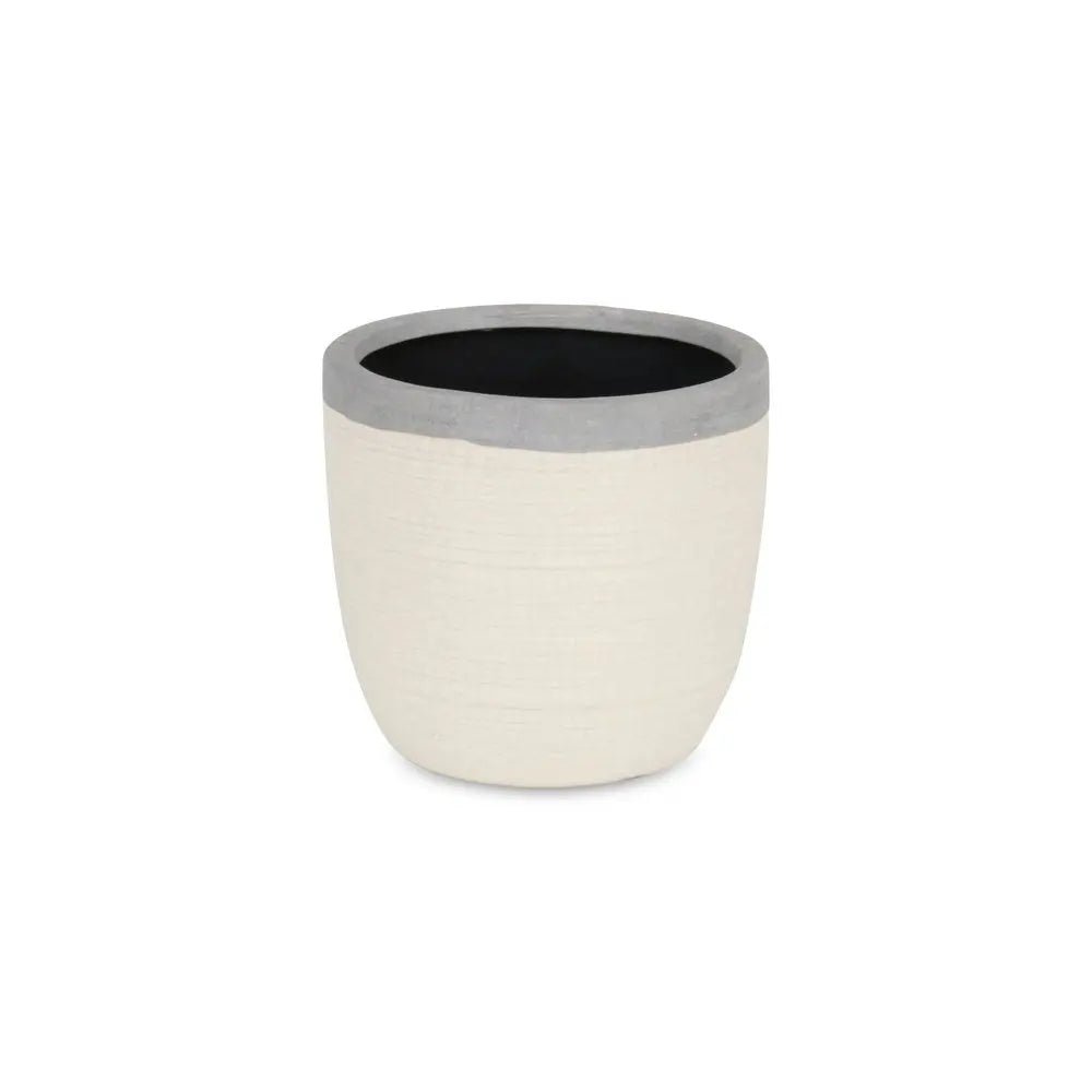 6" Cream and Gray Crackle Glaze Ceramic Indoor Outdoor Round Pot Planter - NOBLE HOME INTERIORS