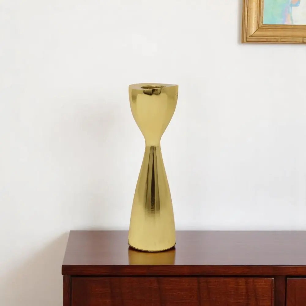 6" Gold Stainless Steel Tabletop Taper Candlestick - NOBLE HOME INTERIORS