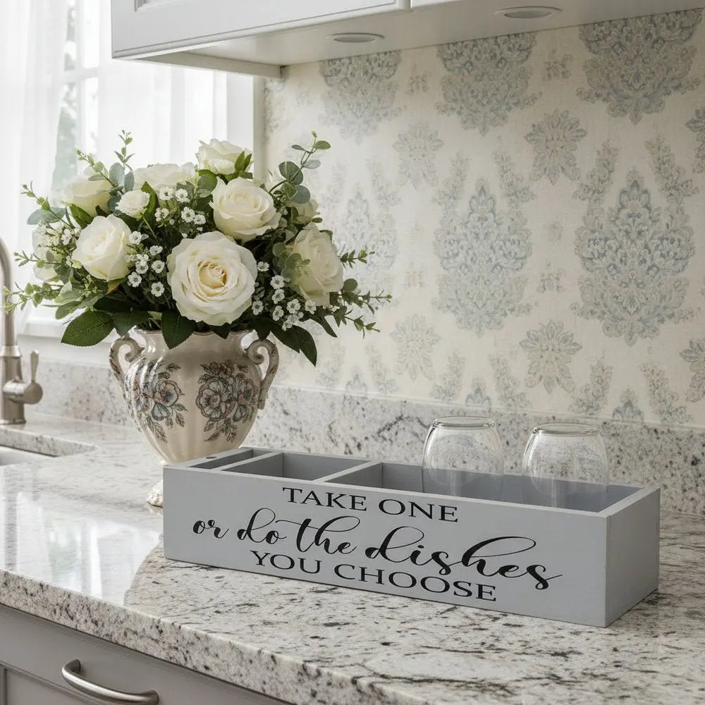 6" Gray Wood Desk Organizer - NOBLE HOME INTERIORS