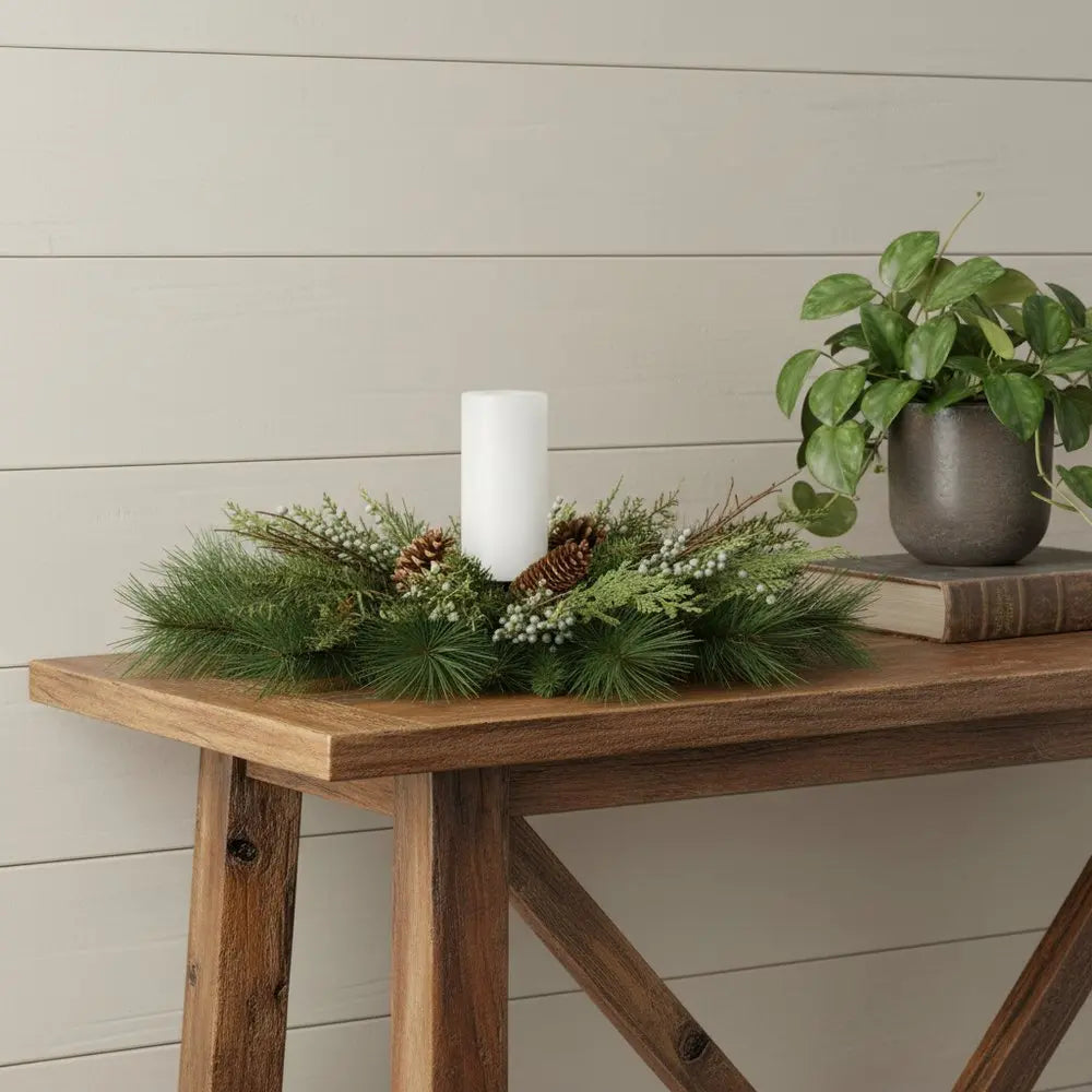 6" Green And Brown Abstract Plastic Tabletop Pillar Candle Holder - NOVA HOME FURNITURE