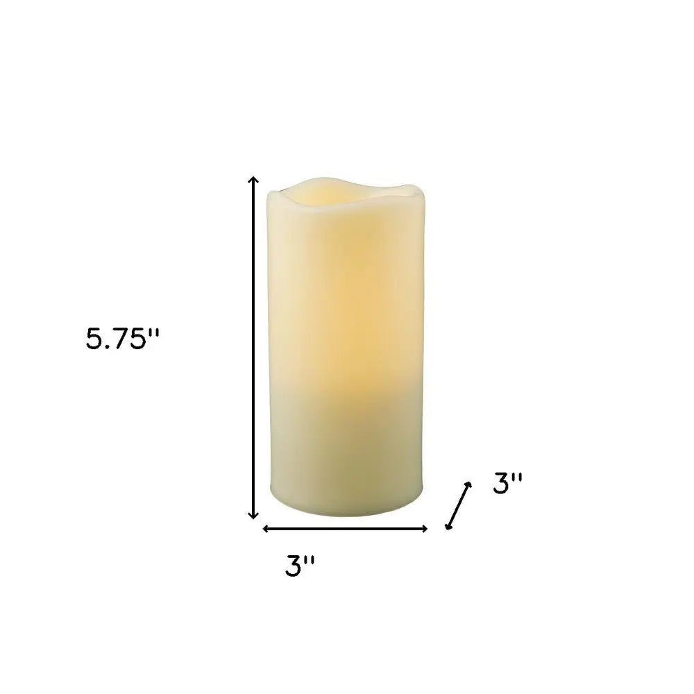 6" Ivory Flameless Indoor Outdoor Pillar Candle - NOBLE HOME INTERIORS