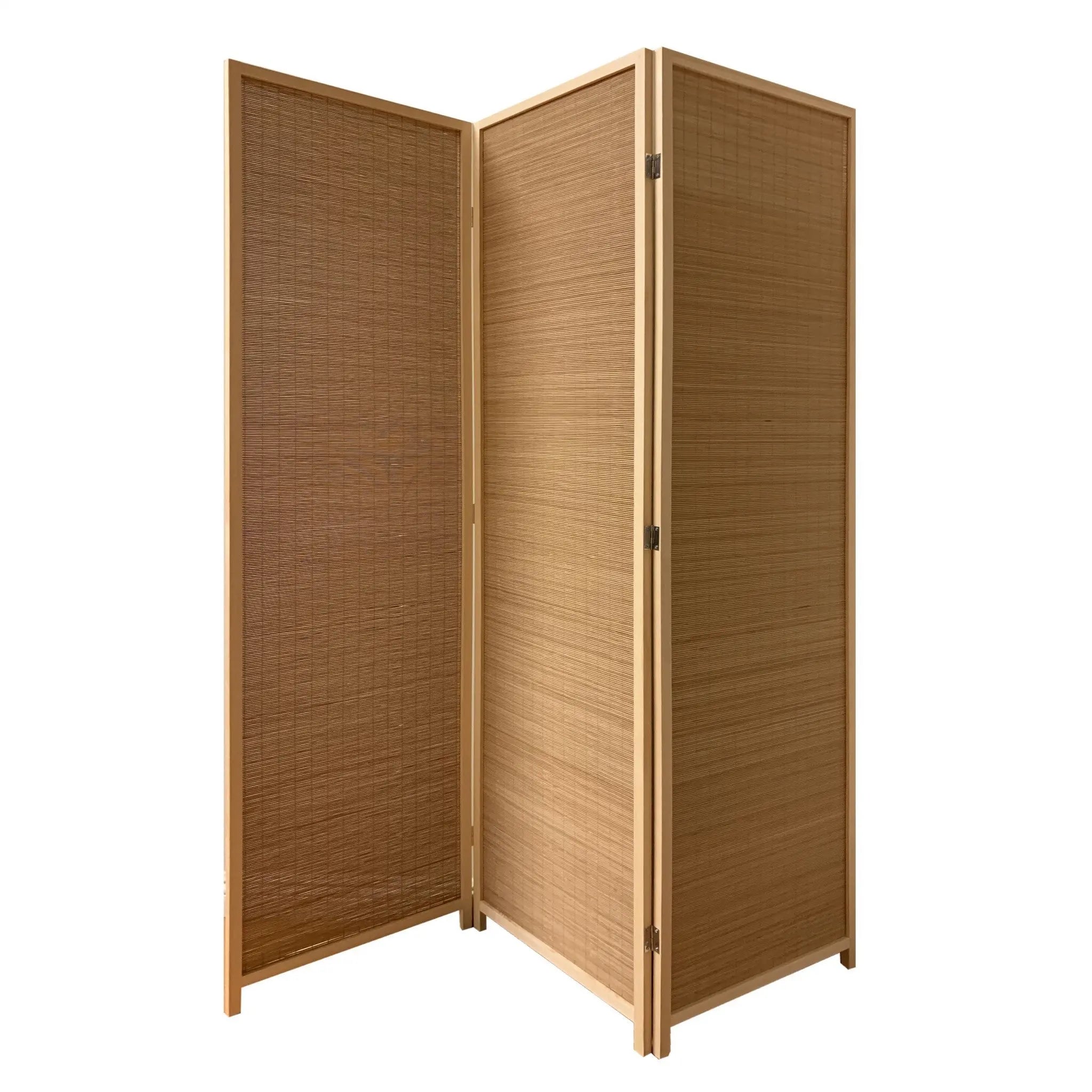 6" Light Bamboo 3 Panel Room Divider Screen - NOBLE HOME INTERIORS