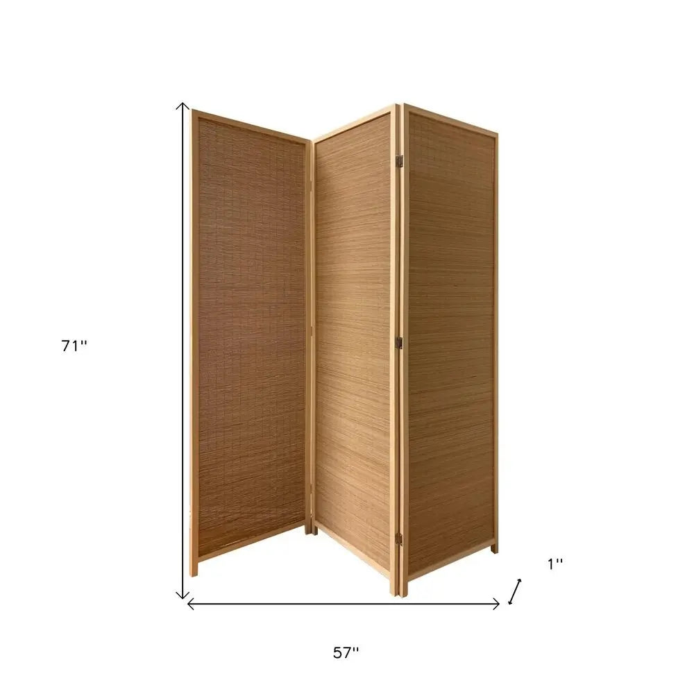 6" Light Bamboo 3 Panel Room Divider Screen - NOBLE HOME INTERIORS