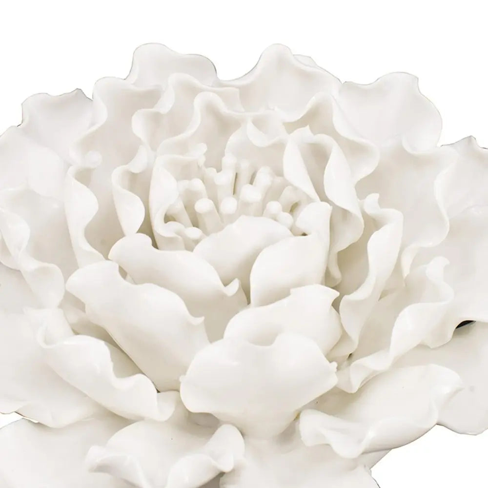 6" Off White Ceramic Flower Hanging Dimensional Sculpture - NOBLE HOME INTERIORS