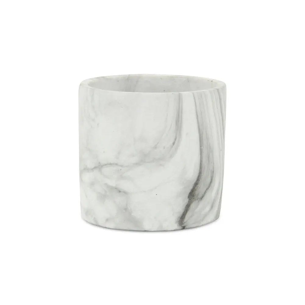 6" White and Gray Marbleized Ceramic Indoor Outdoor Round Pot Planter - NOBLE HOME INTERIORS