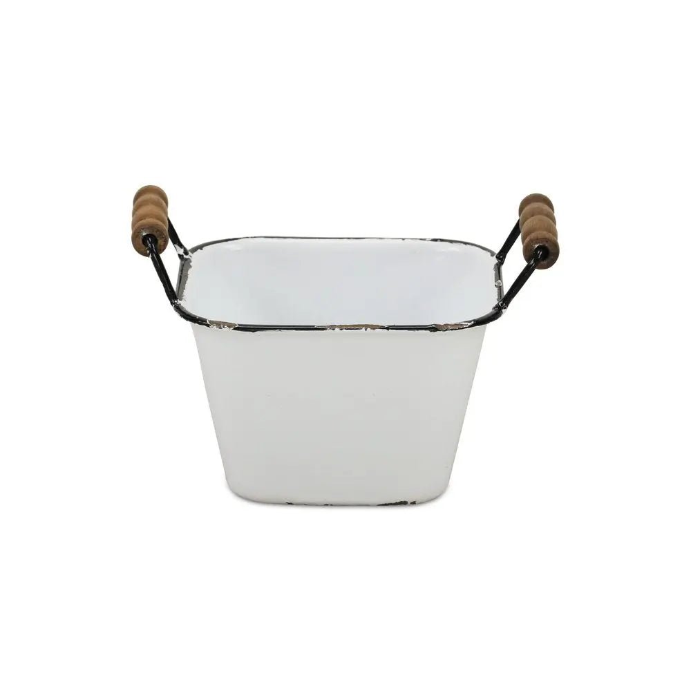 6" White Metal Bucket HomeRoots
