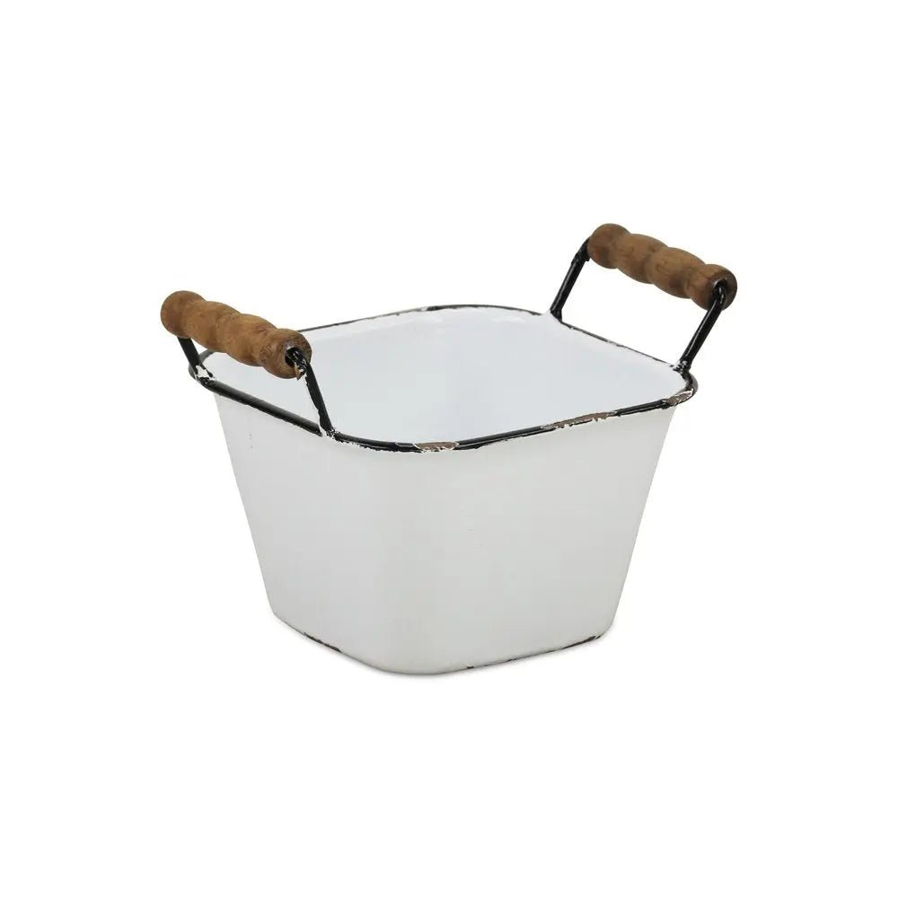 6" White Metal Bucket HomeRoots