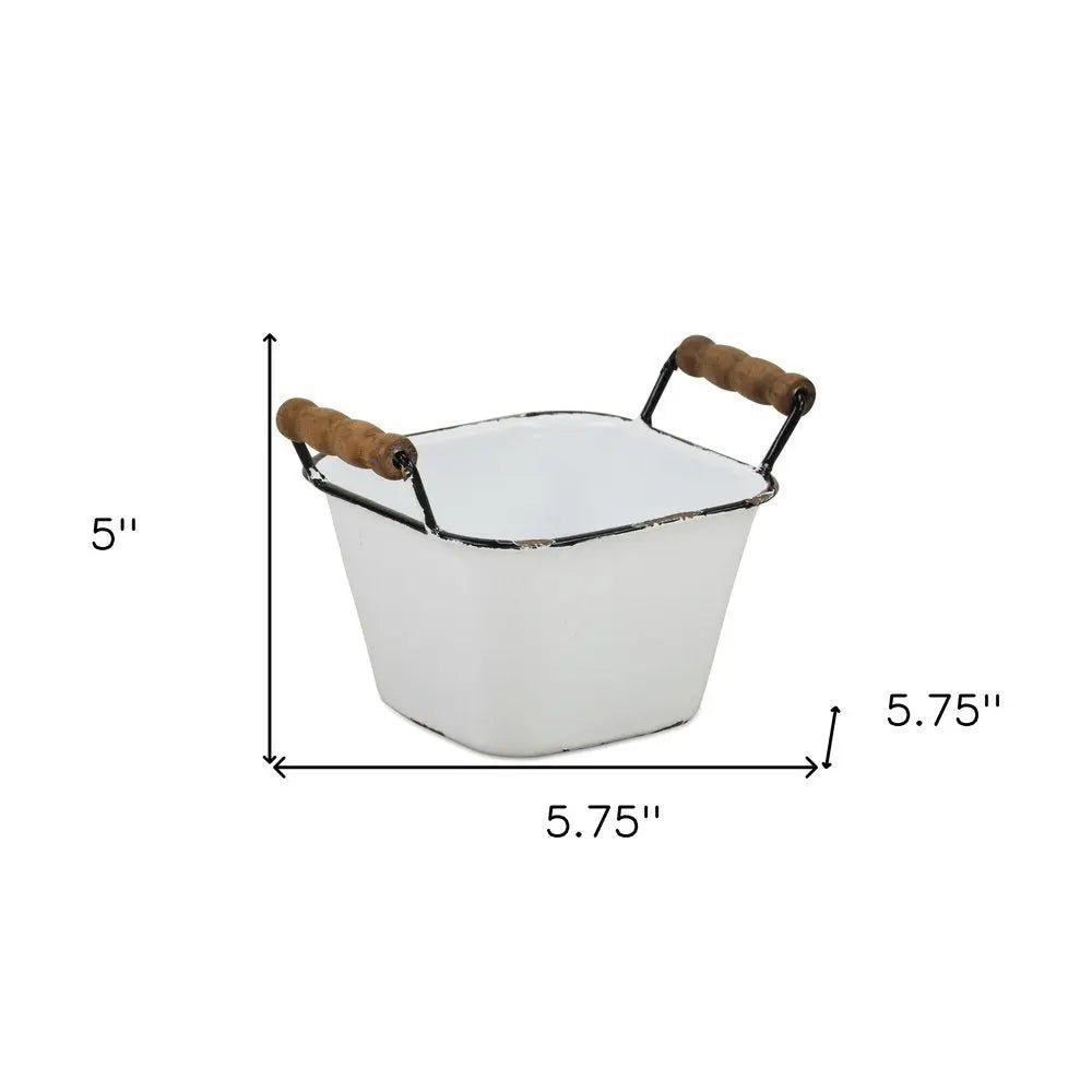 6" White Metal Bucket HomeRoots