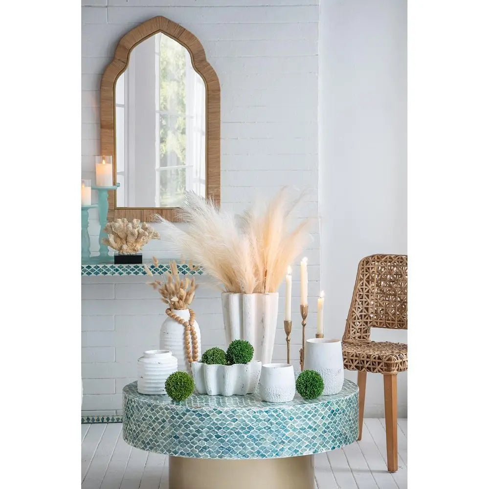 6" White Stoneware Round Jug Vase - NOBLE HOME INTERIORS