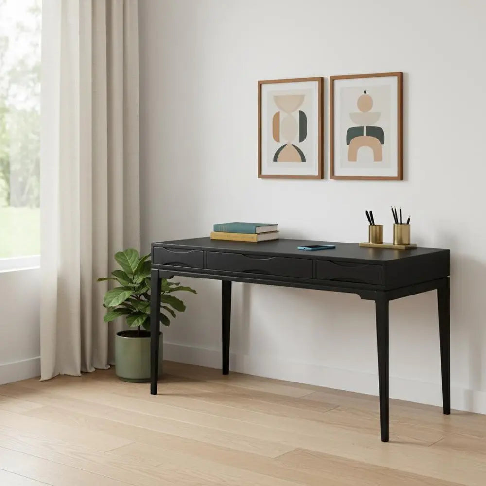 60" Black Wood Computer Desk - NOBLE HOME INTERIORS